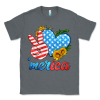 Charcoal Heather america with heart Classic Tee - HRA Design Shop