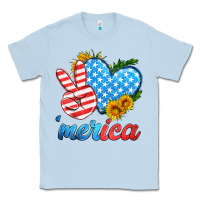 Dusty Blue america with heart Classic Tee - HRA Design Shop