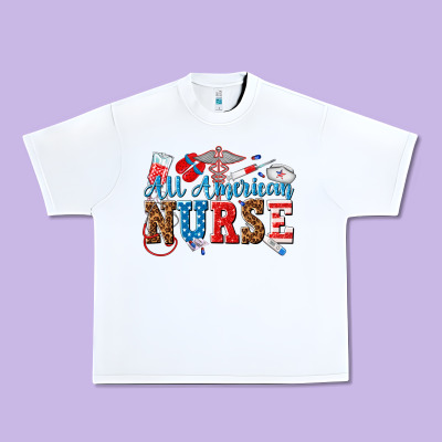 All American Nurse Urban Heavy Tee Designed By Texasbilliewilder