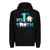 Black my first tooth with teeth Premium Hoodie - AdoDesignShop