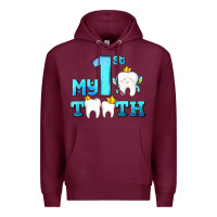 Burgundy my first tooth with teeth Premium Hoodie - AdoDesignShop