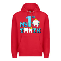Red my first tooth with teeth Premium Hoodie - AdoDesignShop