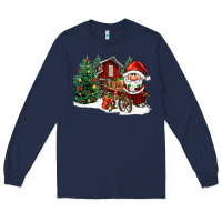 Navy christmas gnomes barnyard Long Sleeve Tee - FaDigitalArtStudio