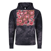 Cloud Black valentines day hearts with leopard and cowhide Vintage Hoodie - RanaPortraitStore