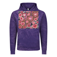 Cloud Purple valentines day hearts with leopard and cowhide Vintage Hoodie - RanaPortraitStore