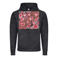 Vintage Black valentines day hearts with leopard and cowhide Vintage Hoodie - RanaPortraitStore