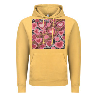 Vintage Mustard valentines day hearts with leopard and cowhide Vintage Hoodie - RanaPortraitStore