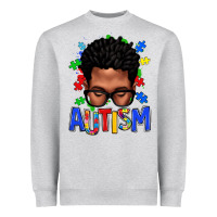 Heather Grey autism afro man Heavyweight Sweatshirt - texasbilliewilder