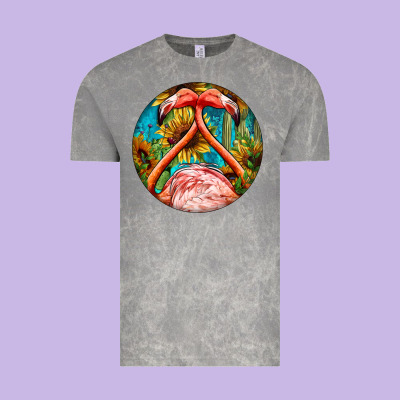 Flamingos With Western Background Vintage Tee Designed By Barkaloodesign