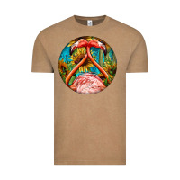 Vintage Coffee flamingos with western background Vintage Tee - BarkalooDesign