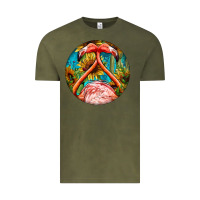 Vintage Olive flamingos with western background Vintage Tee - BarkalooDesign