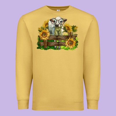 Charolais Heifer With Sunflowers Premium Sweatshirt Designed By Lillyallendesigns