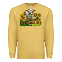Antique Gold charolais heifer with sunflowers Premium Sweatshirt - LillyAllenDesigns