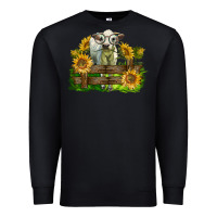 Black charolais heifer with sunflowers Premium Sweatshirt - LillyAllenDesigns