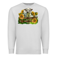 Dove Grey charolais heifer with sunflowers Premium Sweatshirt - LillyAllenDesigns