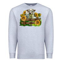 Heather Grey charolais heifer with sunflowers Premium Sweatshirt - LillyAllenDesigns