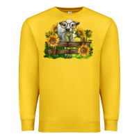 Lemon charolais heifer with sunflowers Premium Sweatshirt - LillyAllenDesigns