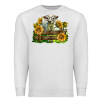 Oatmeal Heather charolais heifer with sunflowers Premium Sweatshirt - LillyAllenDesigns