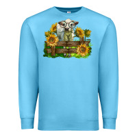 Ocean Blue charolais heifer with sunflowers Premium Sweatshirt - LillyAllenDesigns