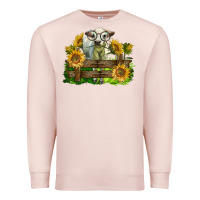 Pale Pink charolais heifer with sunflowers Premium Sweatshirt - LillyAllenDesigns