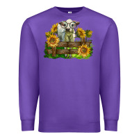 Purple charolais heifer with sunflowers Premium Sweatshirt - LillyAllenDesigns