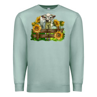 Seafoam charolais heifer with sunflowers Premium Sweatshirt - LillyAllenDesigns