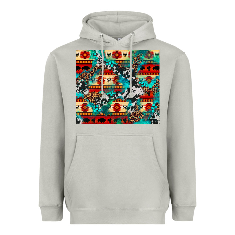 Aztec Leopard Cowhide Turquoise Heavyweight Hoodie by BarkalooDesign | Teevron