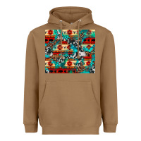 Toasted Coconut aztec leopard cowhide turquoise Heavyweight Hoodie - BarkalooDesign