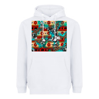 White aztec leopard cowhide turquoise Heavyweight Hoodie - BarkalooDesign