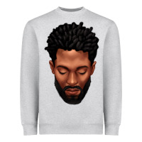 Heather Grey bearded black man portrait Heavyweight Sweatshirt - texasbilliewilder
