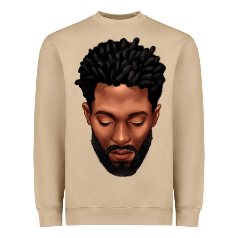 Bearded Black Man Portrait Heavyweight Sweatshirt by texasbilliewilder | Teevron