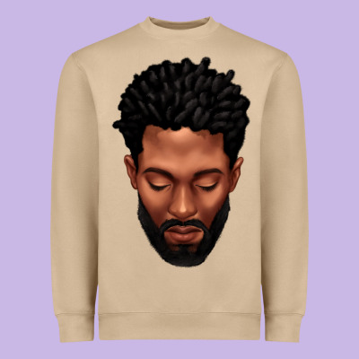 Bearded Black Man Portrait Heavyweight Sweatshirt Designed By Texasbilliewilder