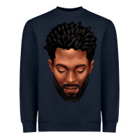 Navy bearded black man portrait Heavyweight Sweatshirt - texasbilliewilder