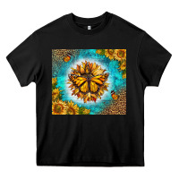 Black Monarch Butterfly Sunflower Heavy Core Tee - LillyAllenDesigns