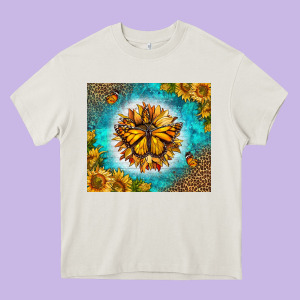 Monarch Butterfly Sunflower Heavy Core Tee Designed By Lillyallendesigns