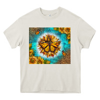 Cream Monarch Butterfly Sunflower Heavy Core Tee - LillyAllenDesigns