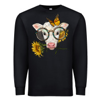 Black charolais calf with sunflowers and butterfly Premium Sweatshirt - LillyAllenDesigns