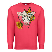 Cardinal charolais calf with sunflowers and butterfly Premium Sweatshirt - LillyAllenDesigns