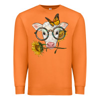 Carrot charolais calf with sunflowers and butterfly Premium Sweatshirt - LillyAllenDesigns