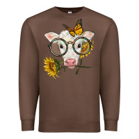 Chestnut charolais calf with sunflowers and butterfly Premium Sweatshirt - LillyAllenDesigns