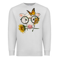 Dove Grey charolais calf with sunflowers and butterfly Premium Sweatshirt - LillyAllenDesigns
