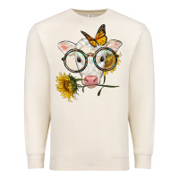 Sandshell charolais calf with sunflowers and butterfly Premium Sweatshirt - LillyAllenDesigns