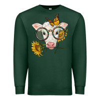 Sports Green charolais calf with sunflowers and butterfly Premium Sweatshirt - LillyAllenDesigns