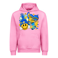 Fuchsia Pink retro disco ball the lucky few smile face Urban Hoodie - Artiststas