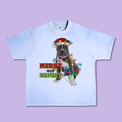 Merry And Bright Pitbull Urban Heavy Tee Designed By Ranaportraitstore