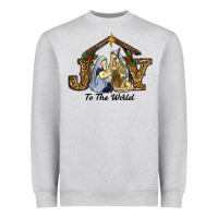 Heather Grey Joy To The World Baby Jesus Christmas Heavyweight Sweatshirt - RanaPortraitStore