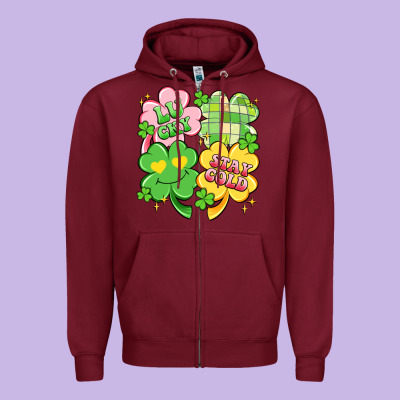 Lucky Stay Gold Zipper Hoodie Designed By Artiststas