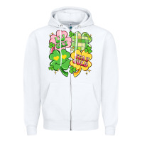 White lucky stay gold Zipper Hoodie - Artiststas