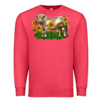 Cardinal charolais bull with sunflowers Premium Sweatshirt - LillyAllenDesigns