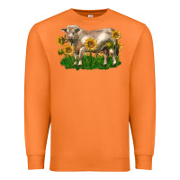 Carrot charolais bull with sunflowers Premium Sweatshirt - LillyAllenDesigns